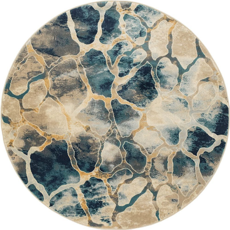Tapis rond rond Ikat