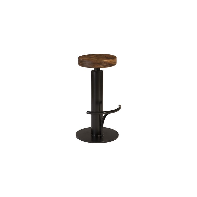 Contemporary Adjustable Swivel Bar Stool in Black and Brown