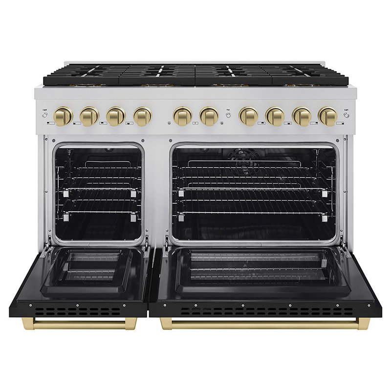 ZLINE Autograph 48 in. Paramount Dual Fuel Range w/ DuoPro Cooktop & Black Doors w/ Gold Accents, Champagne Bronze