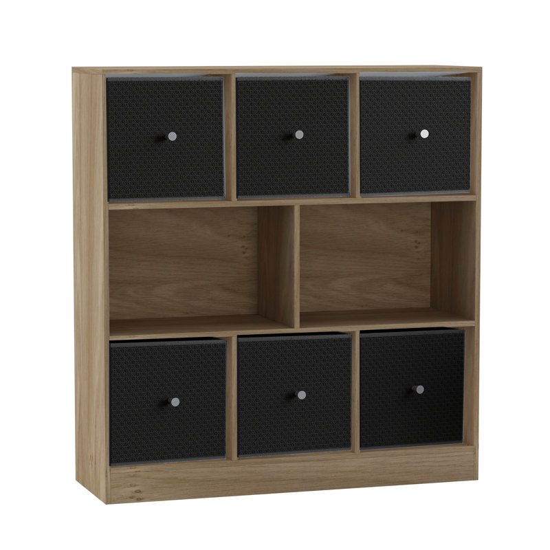 95.3cm H x 28.5cm W Solid Wood Bookcase, Oak/Black