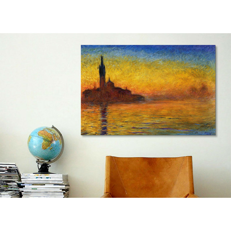 Miko «Twilight in Venice» par Claude Monet, reproduction d'art sur toile tendue, H 12 po x l 18 po x P 0,75 po