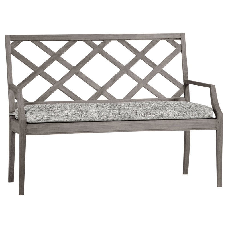 Banc d'extérieur en teck Haley, Teck huître, Pas de soudure, Caramel tweed