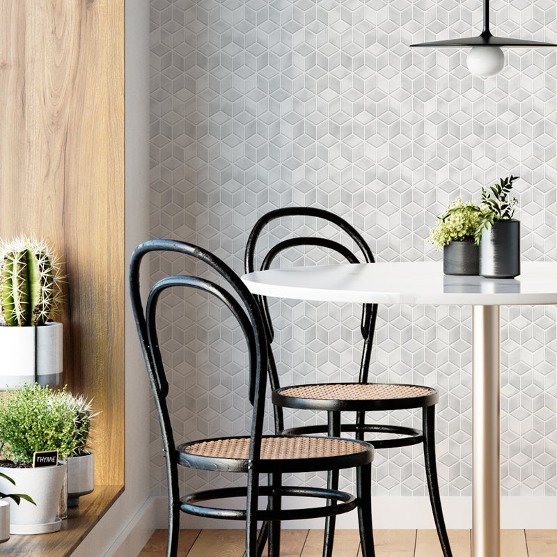 Bulverde Stone Hexacube Wall Tile Sticker, Grey
