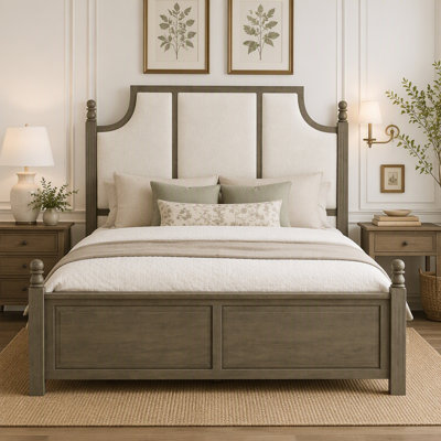 Queen Size Farmhouse Solid Wood Platform Bed Frame