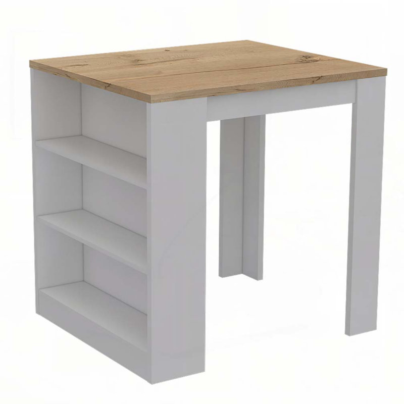 Elkins 3-Drawer Kitchen Island White and Pine, White