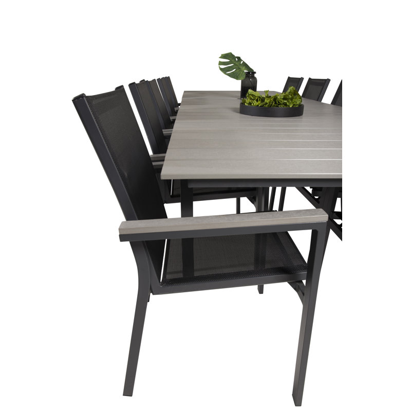 Faiyaz Rectangular 10 - Person 100Cm L Dining Set, Black/Grey