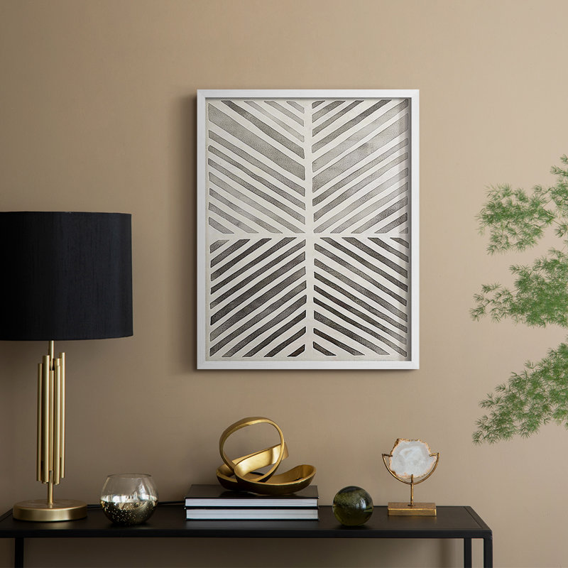Reproduction encadrée abstraite CLX III - prête à être suspendue - fabriquée aux États-Unis, H 10 po x l 8 po, Blanc