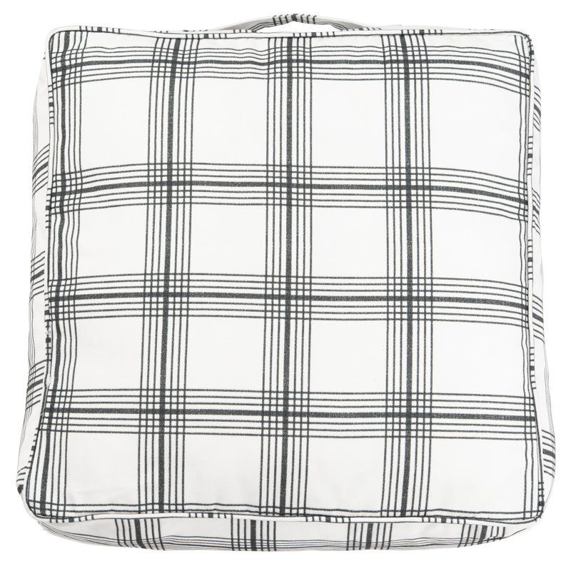 White and Green Plaid Rustic Floor Pillow