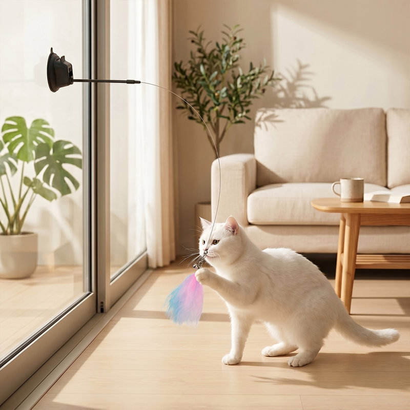 8-Piece Suction-Cup Interactive Cat Teaser Toy Set