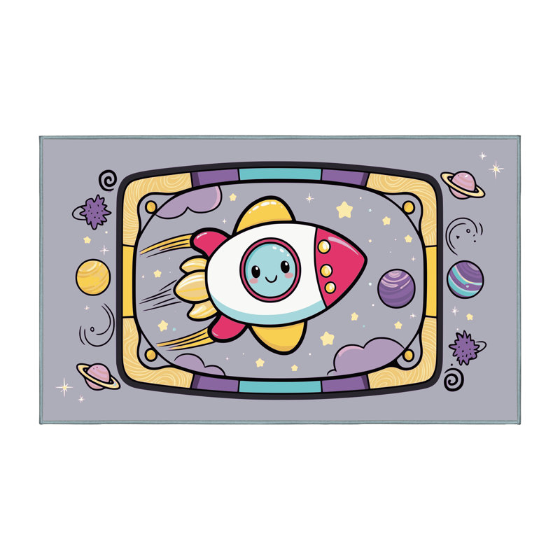 Tapis lavable Trinx Space Planets Astronauts, Rectangle 6 pi x 9 pi