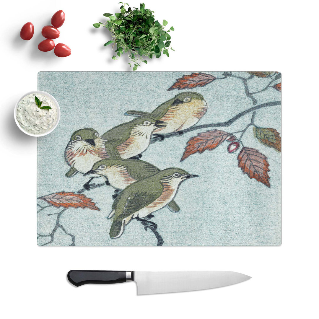 Tempered Glass Birds on a Branch Chopping Board