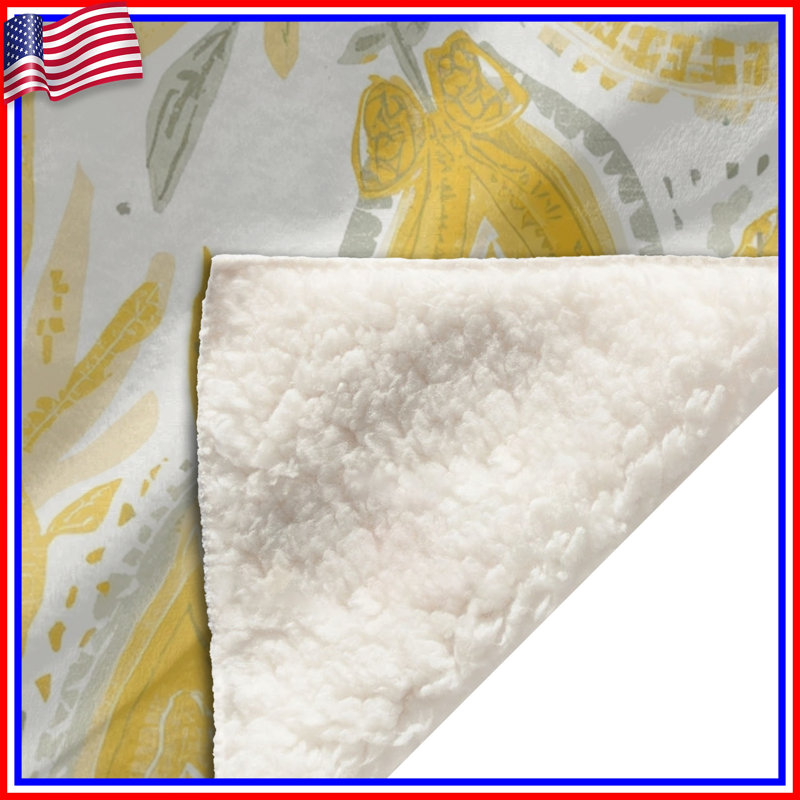 Couvertures à motif cachemire jaune, L 50 po x H 60 po
