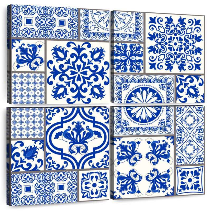 Blue Majolica Tiles, 18" H x 18" W