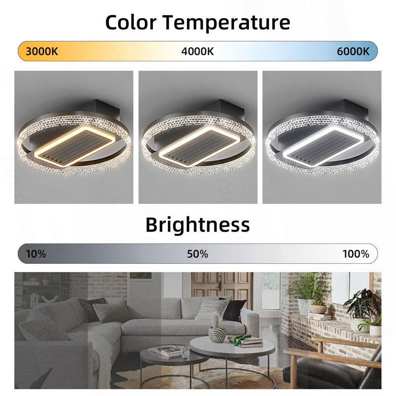 Ventilateur de plafond moderne sans feuille de 20 pouces avec moteur réversible amovible et lavable à télécommande, Noir