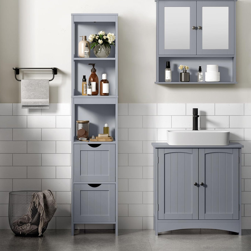 Armoire à linge autoportante Oxfordshire, Gris colombe, 55,9 po x l 12 po x P 12 po