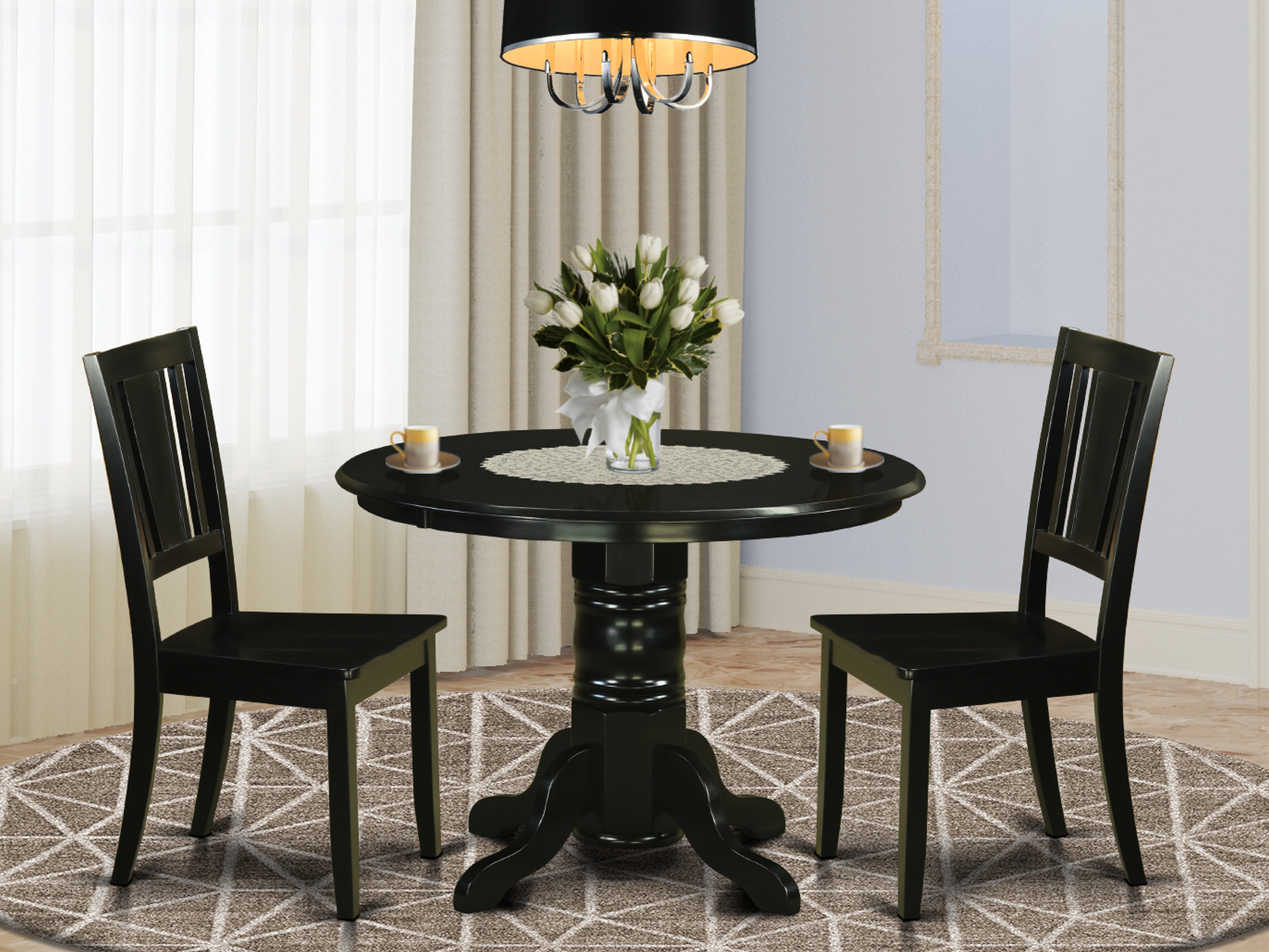 Rosalind Wheeler Edgehill 3 - Piece Rubberwood Solid Wood Dining Set ...