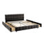 Lit Queen capitonné gris foncé avec rangement et tête de lit confortable - Style moderne - Tiroirs - Tissu doux