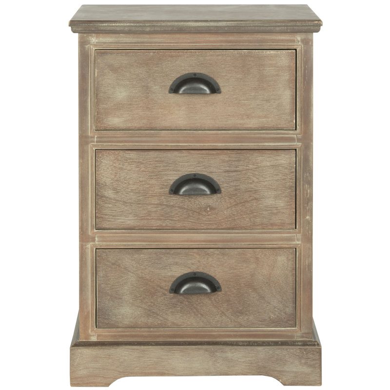 Calvillo 45cm W Solid + Manufactured Wood Bedside Table, Grey Wash
