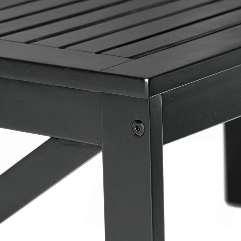 Table basse d'extérieur rectangulaire en bois d'acacia, Noir