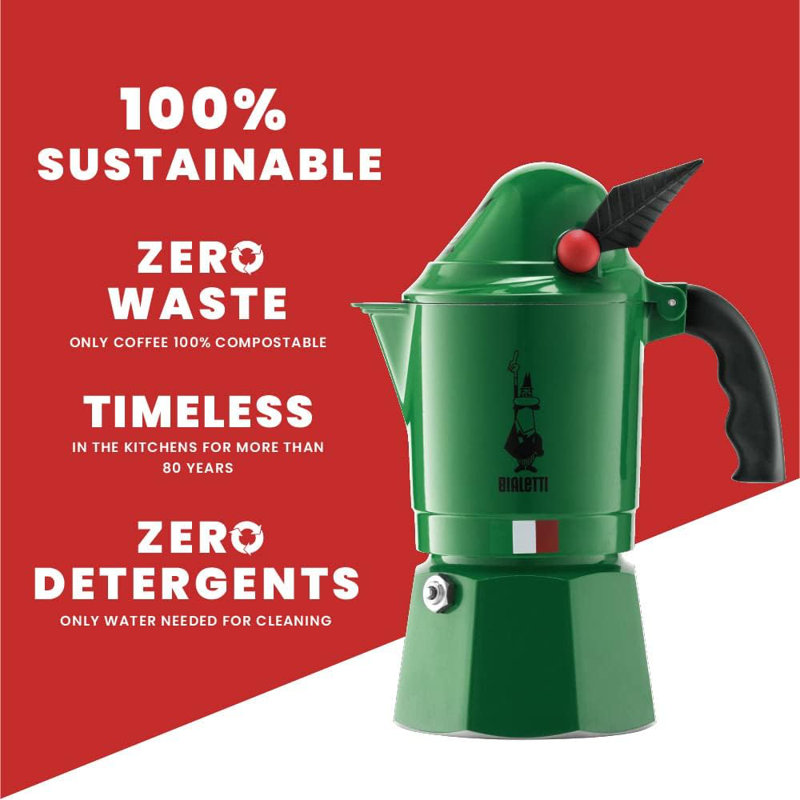 Green Aluminum 3-Cup Stovetop Espresso Maker