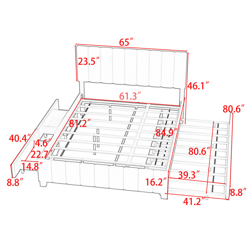 Makeyla Upholstered Platform Storage Bed, Beige