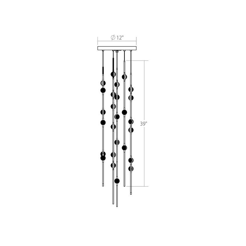 Constellation® 8 - Light LED Pendant, Satin Brass/Clear