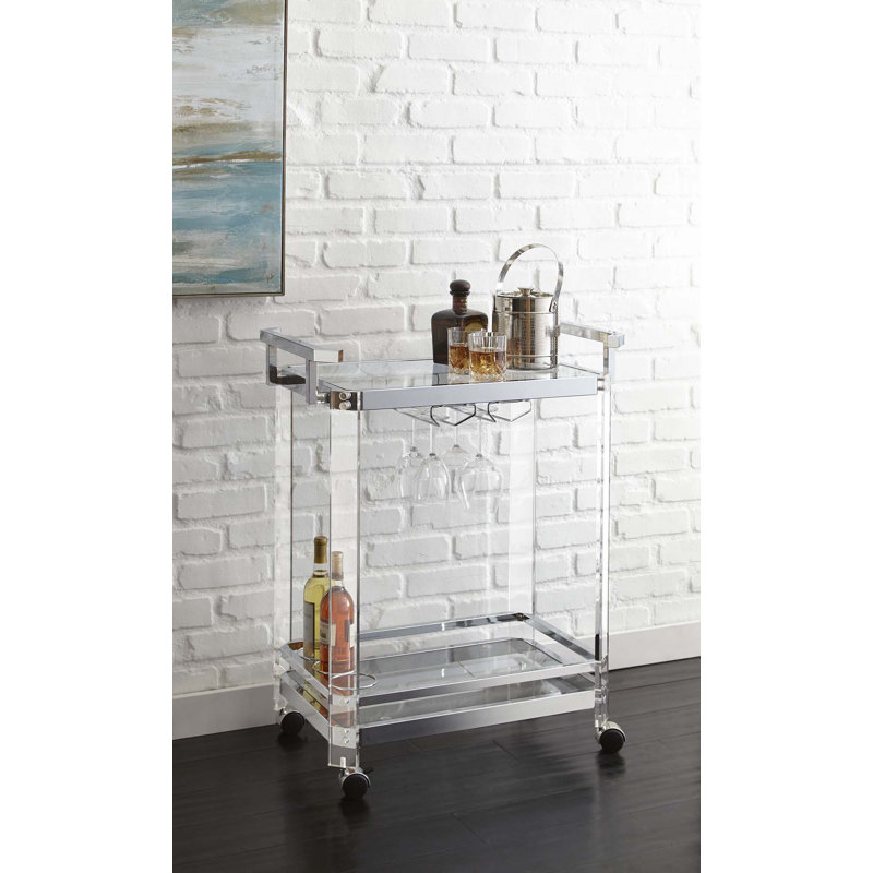 Aerin - Chariot de service avec roulettes, Argent argent