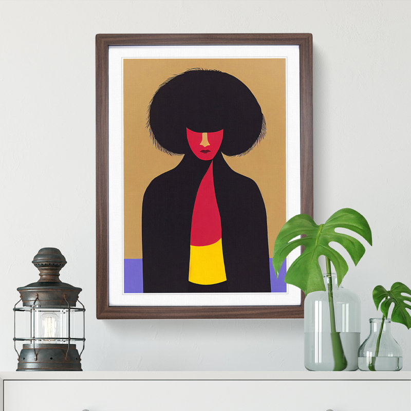 Unique Abstract Woman No.4 - Single Picture Frame Print, 64cm H x 46cm W x 2cm D, Walnut Framed