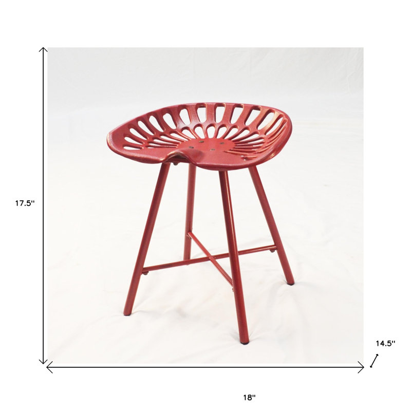 18" Metal Backless Chair, Red
