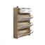 Armoire à chaussures 1250 blanc + chêne avec 3 portes et 2 tiroirs, grand espace de rangement