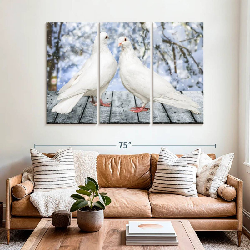 Brampt White Winter Doves, 42" H x 65" W
