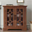 Buffet spacieux à 2 portes en verre trempé avec tablette réglable, panneau de fibres à densité moyenne et armoire de rangement en stratifié pour la salle à manger, la cuisine et le salon-333773524