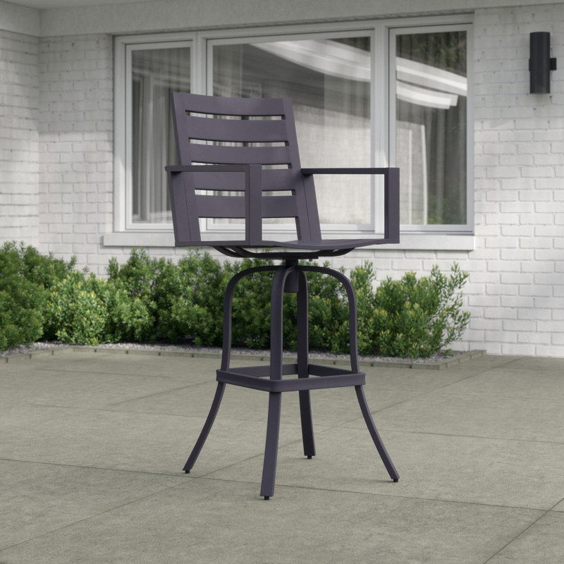 Adelynn Metal Outdoor 30'' Bar Stool, Black 