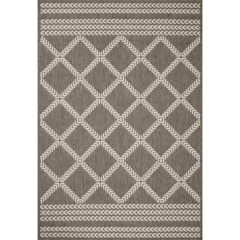 Tapis intérieur / extérieur géométrique naturel / ivoire Gillis, Rectangle 2 pi 2 po x 3 pi 9 po