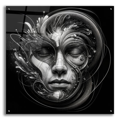 «Techno Face 2» par KIR.DART, art mural en verre acrylique
