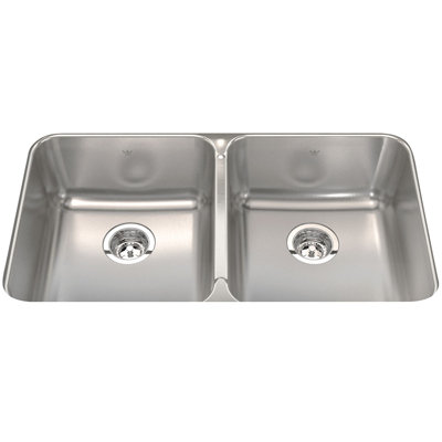 Évier de cuisine à double cuve encastrable l 33 po x l 19 po en acier inoxydable