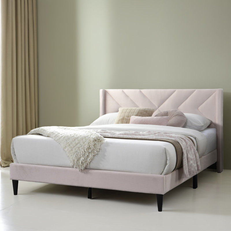 Base de lit tapissier grand format, Rose clair