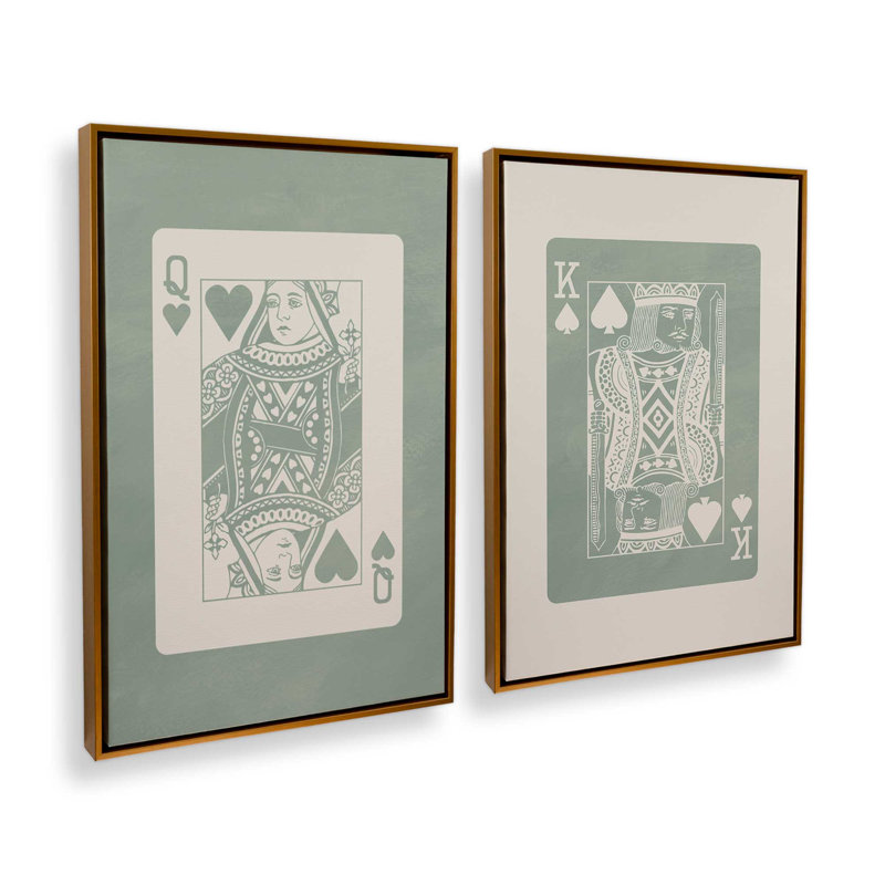 Ensemble de 2 cartes grand et grand sauge, H 49 po x l 66 po, Cadre flottant or poli
