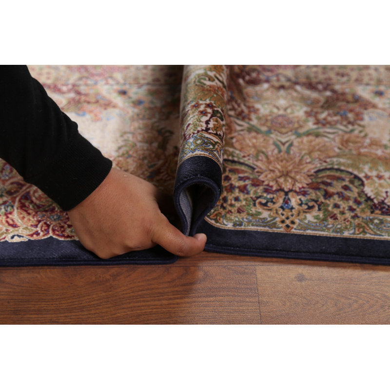 Tapis turc traditionnel de style victorien bleu 8 x 11