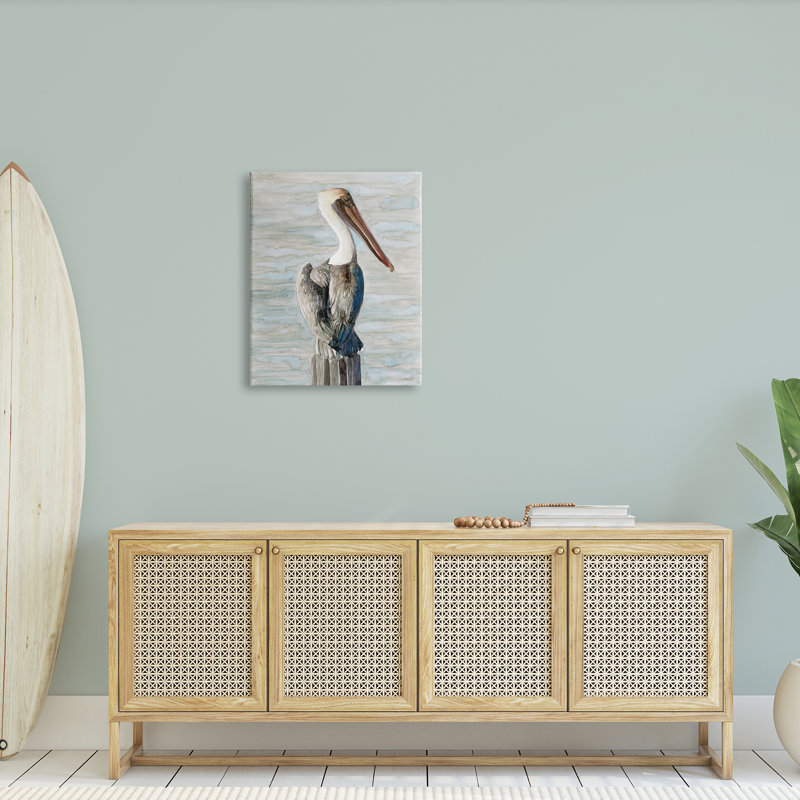 Oiseau aquatique côtier à long bec par Stellar Design Studio - Peinture, Toile tendue, H 30 po x l 24 po x P 1,5 po