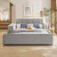 Lit tapissier en velours avec bureau de chevet et petit tabouret rond-811936896-811936899