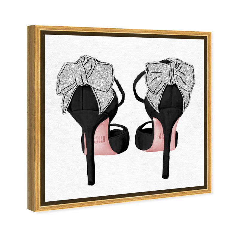 Luxe Glitter Heels - Reproduction d'art graphique sur toile, H 24 po x l 24 po x P 1,5 po, Toile encadrée d'or