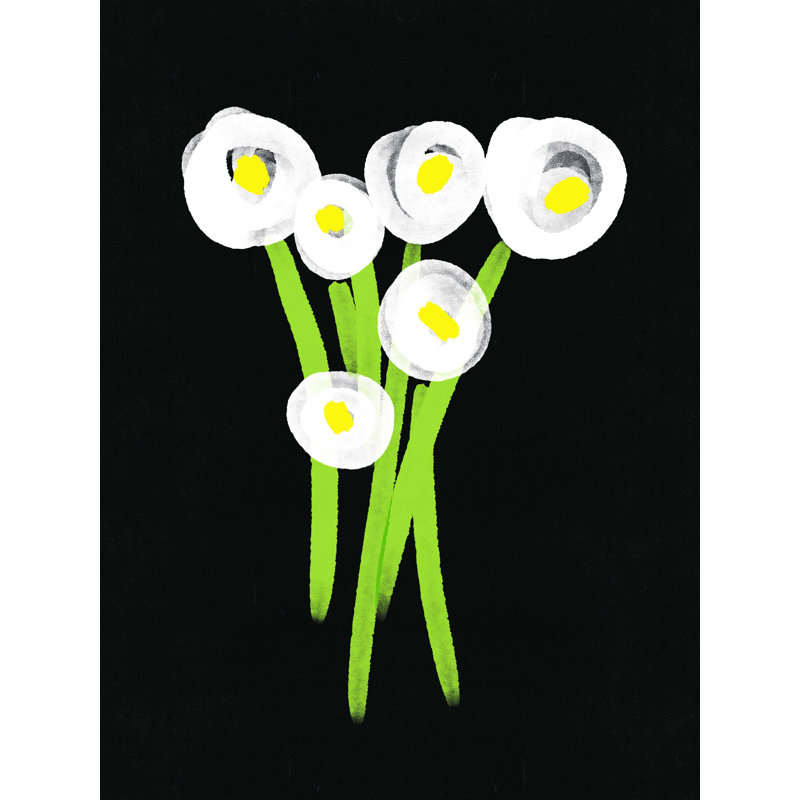 Tableau blanc fleurs blanches - impression sur toile tendue, H 16 po x l 12 po