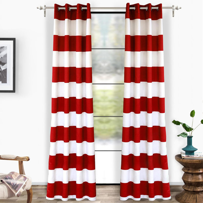 Eastcote Striped Room Darkening Grommet Curtains, Navy, 50" W x 84" L