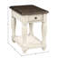 Table de chevet antique blanche et brune - avec tiroir de rangement et tablette, conception classique en construction, tablette incluse,
