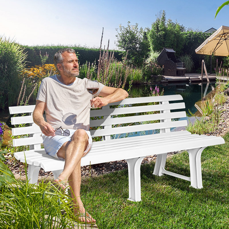 Clero Plastic Outdoor Bench, White