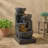 29-Inch Terrazzo Style LED Outdoor Indoor Water Fountain with Cascading Bowls & Stacked Stones – 4-Tier Ideal Waterfalls for Gardens