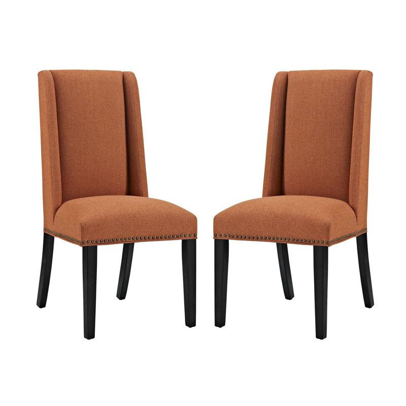 Baron Fabric Upholstered Dining Chairs (Set of 2) by Modway, Orange
