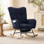 Ensemble de fauteuil berçant et repose-pieds à oreilles en tissu bleu foncé Teddy
