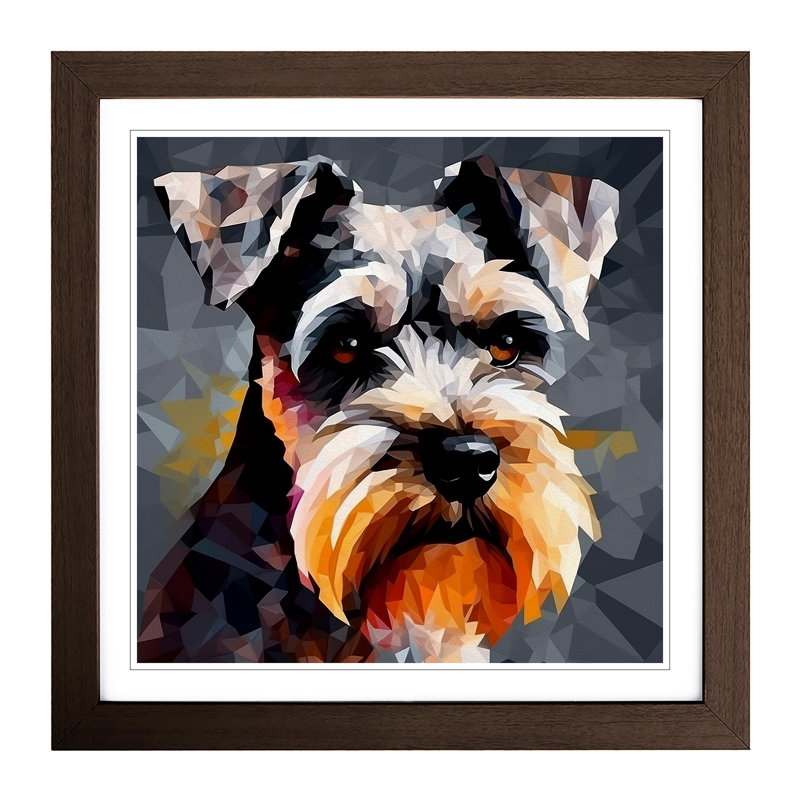 Schnauzer Abstract No.4 - Framed Print, Walnut